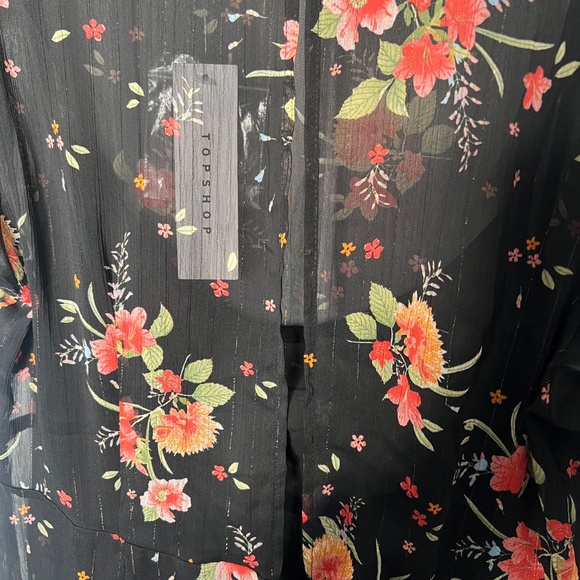 Topshop NWT Floral Printed Organza Sheer Midi Dress Women's Size 14 US - Picture 6 of 8